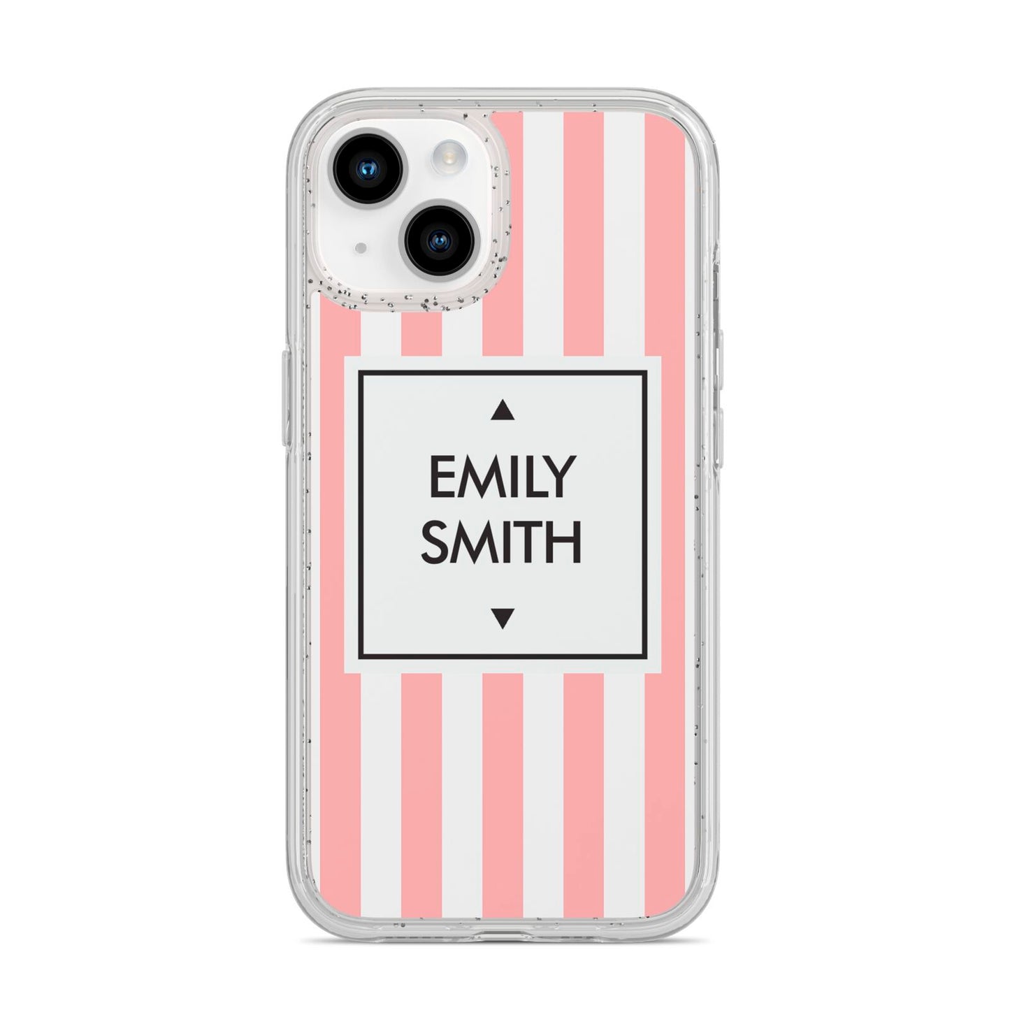 Personalised Candy Striped Name Initials iPhone 14 Glitter Tough Case Starlight