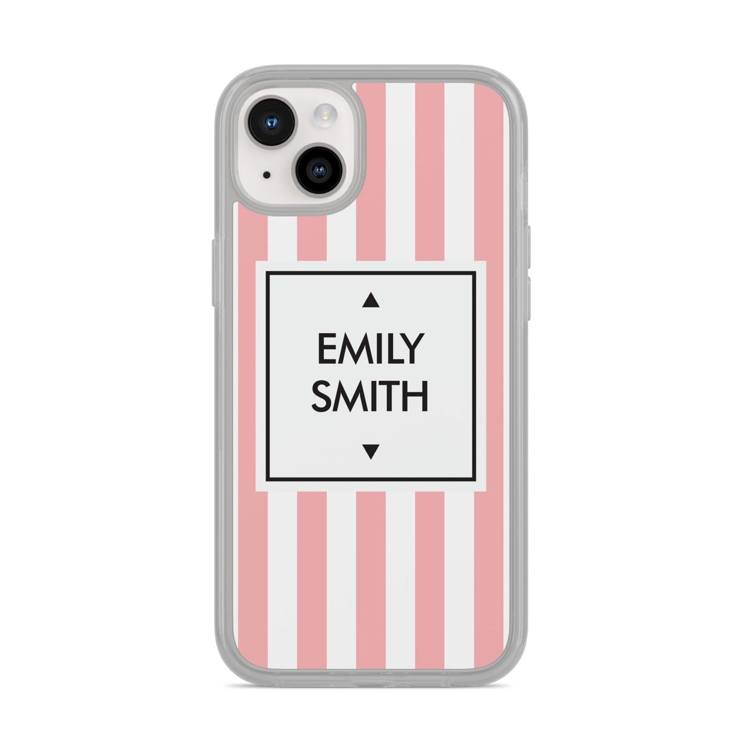 Personalised Candy Striped Name Initials iPhone 14 Plus Clear Tough Case Starlight