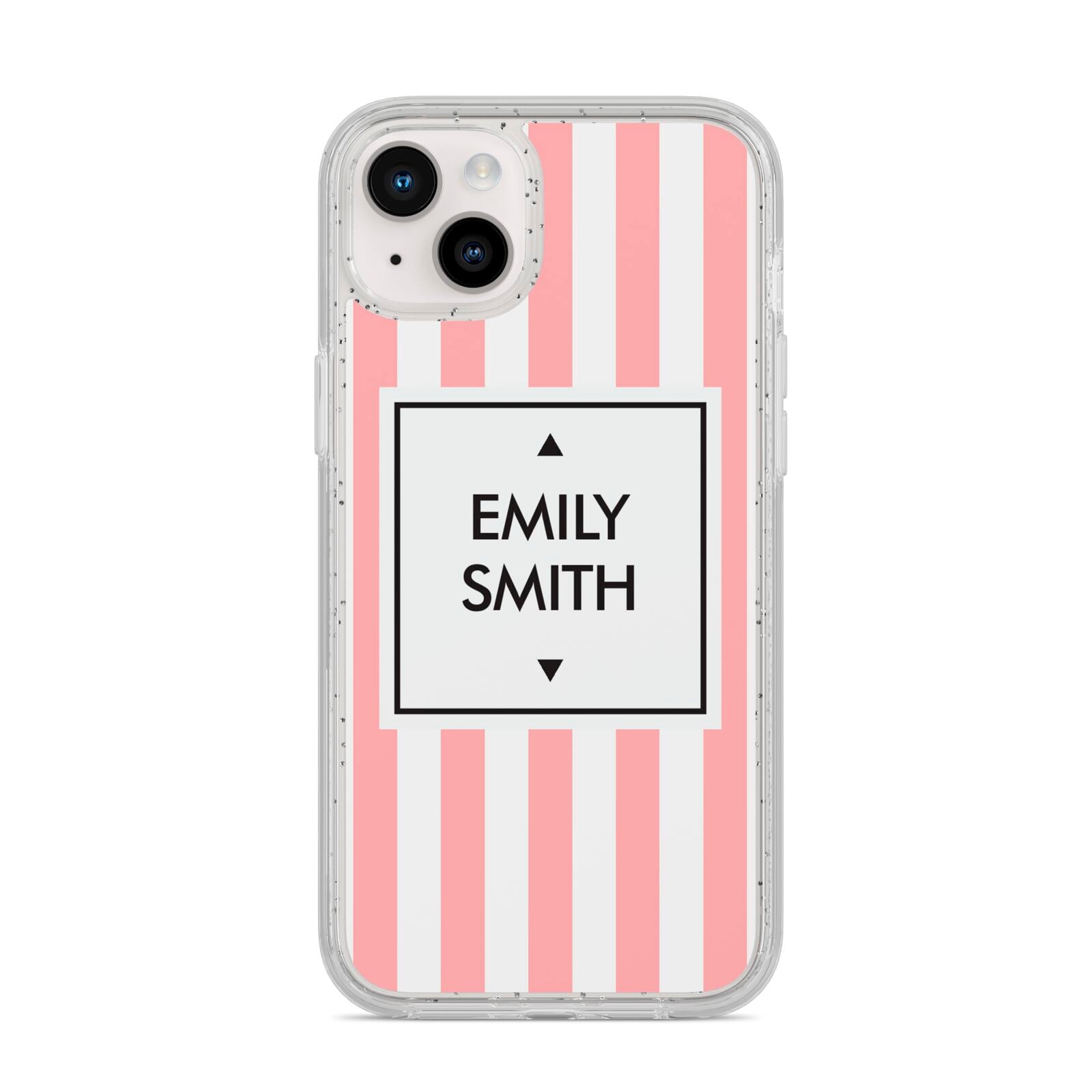 Personalised Candy Striped Name Initials iPhone 14 Plus Glitter Tough Case Starlight