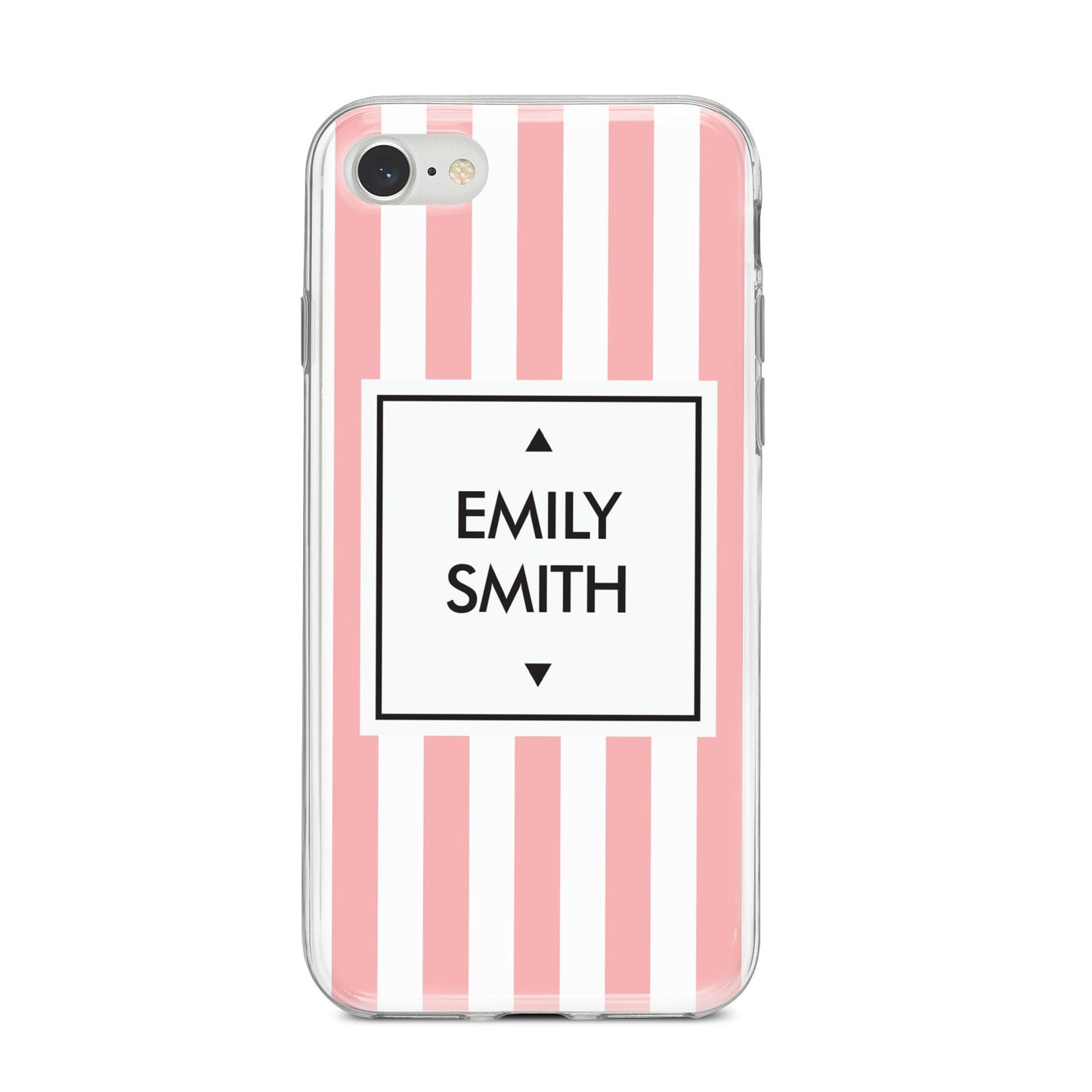 Personalised Candy Striped Name Initials iPhone 8 Bumper Case on Silver iPhone