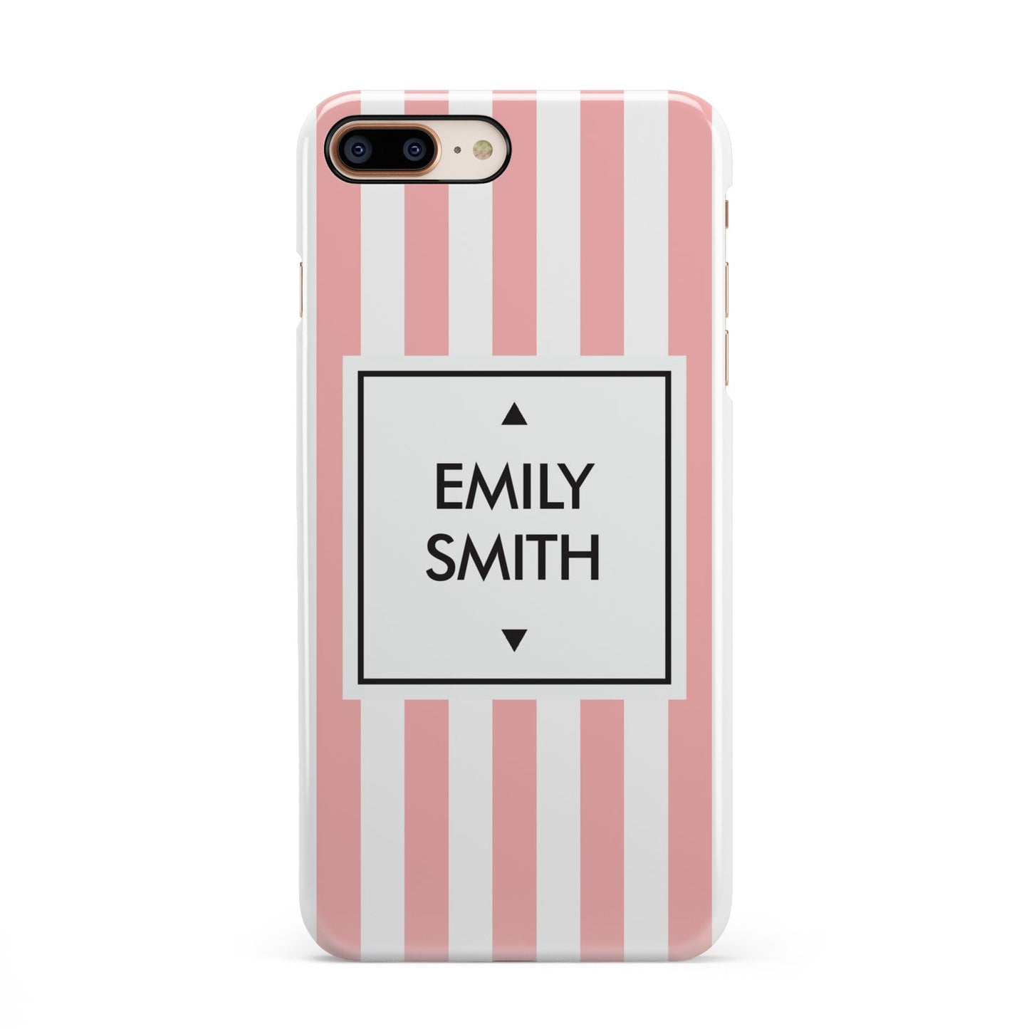 Personalised Candy Striped Name Initials iPhone 8 Plus 3D Snap Case on Gold Phone