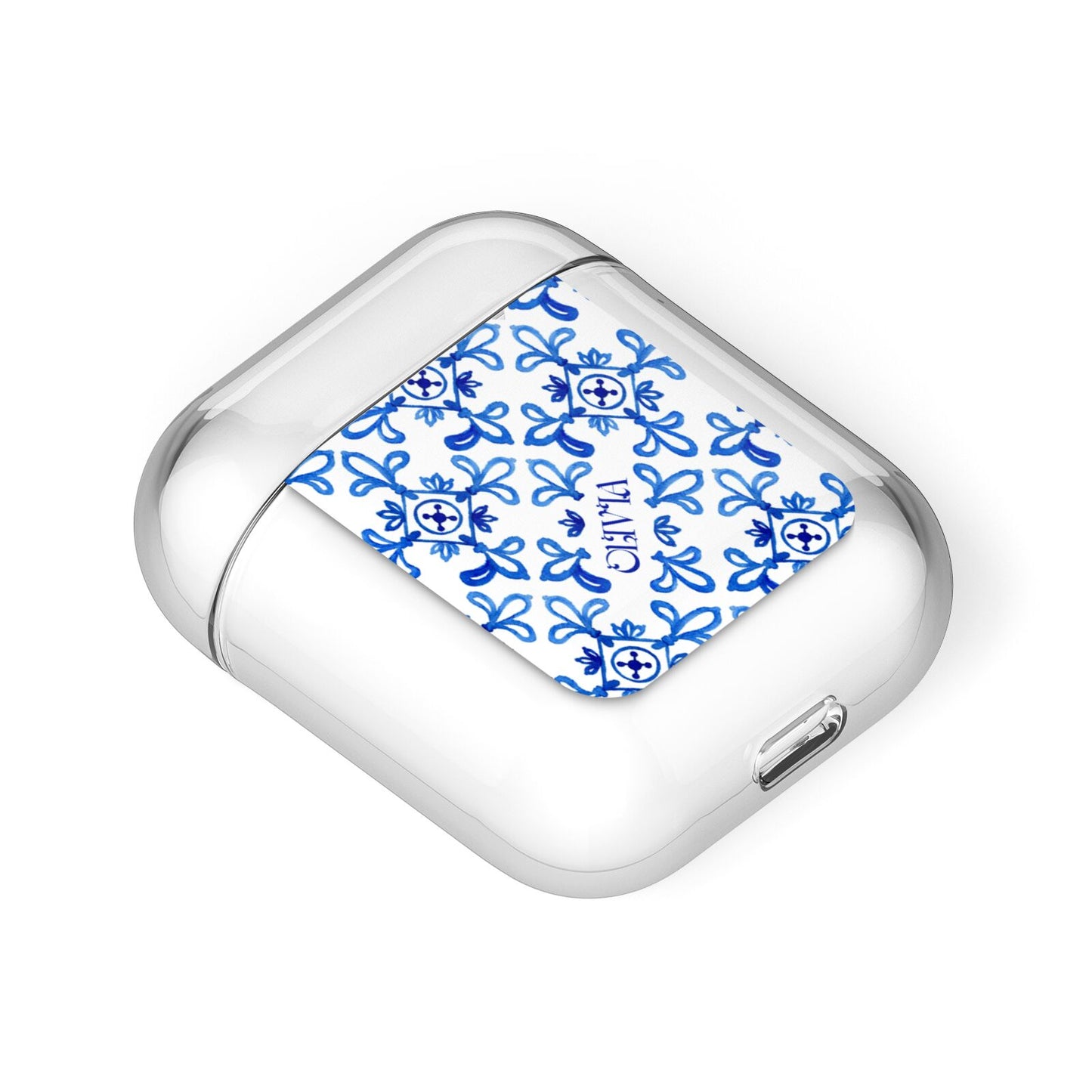 Personalised Capri Tiles AirPods Case Laid Flat