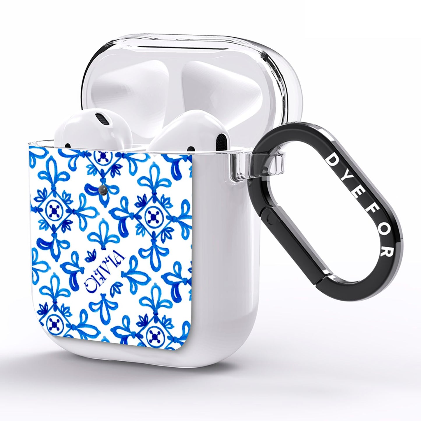 Personalised Capri Tiles AirPods Clear Case Side Image