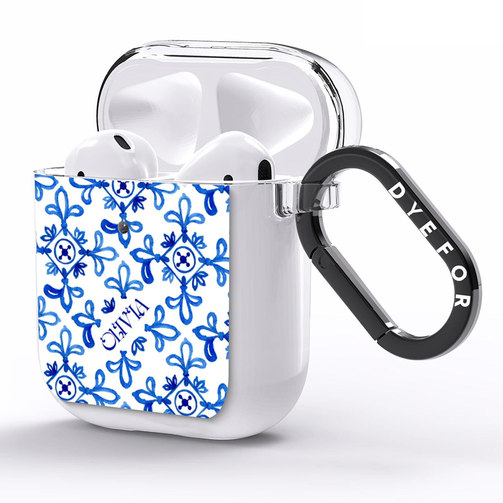 Personalised Capri Tiles AirPods Clear Case Side Image