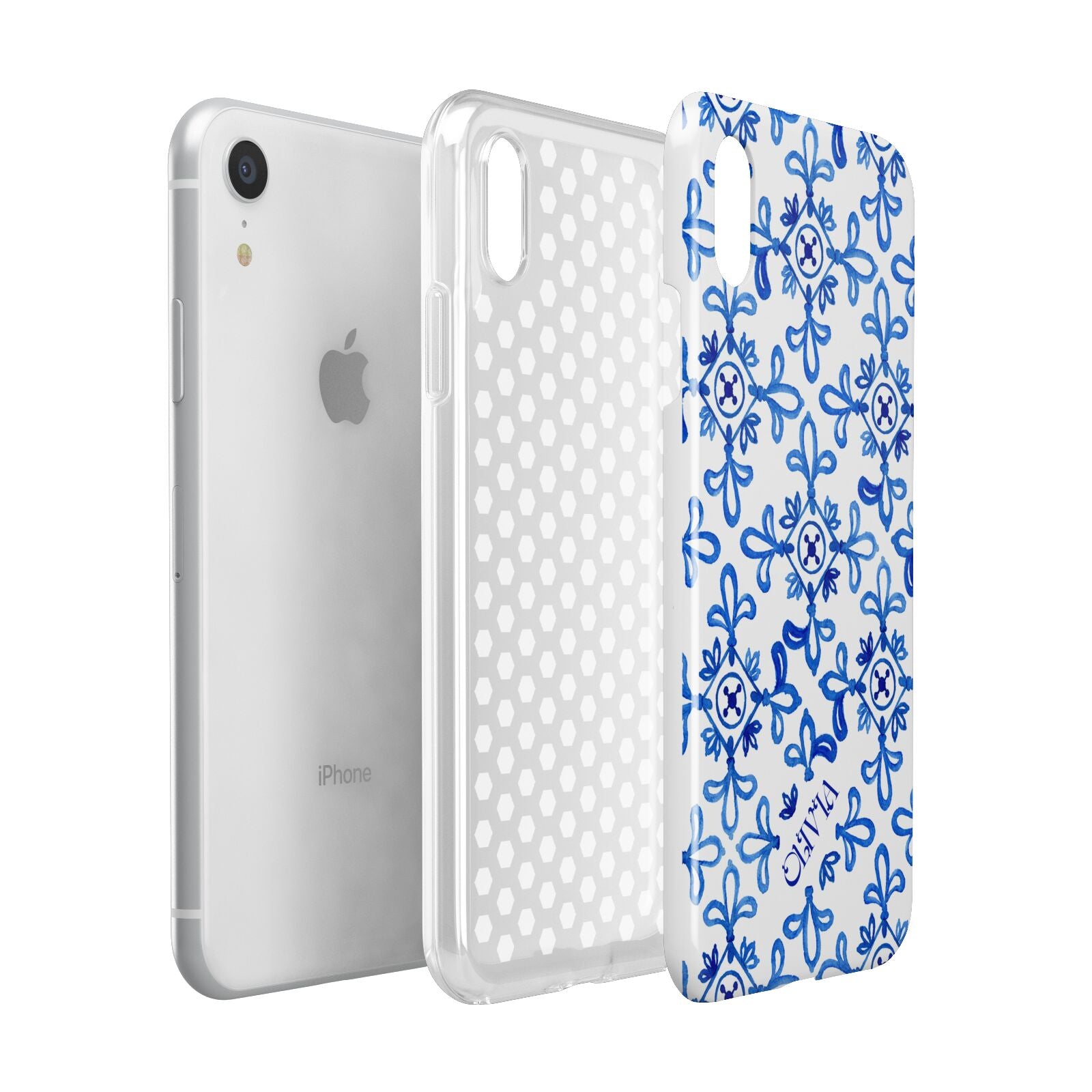 Personalised Capri Tiles Apple iPhone XR White 3D Tough Case Expanded view