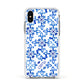 Personalised Capri Tiles Apple iPhone Xs Impact Case White Edge on Silver Phone