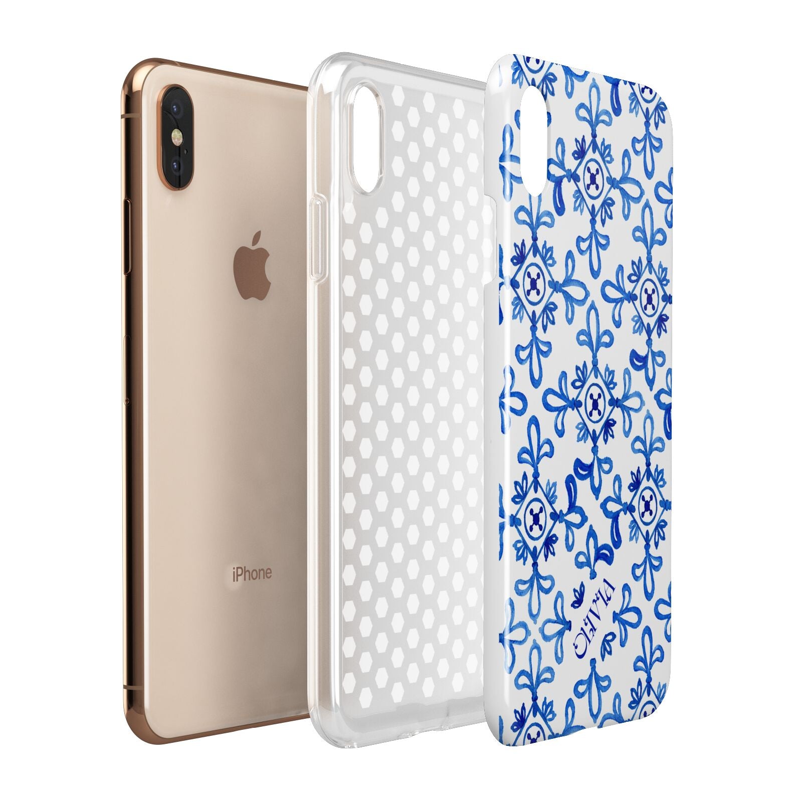 Personalised Capri Tiles Apple iPhone Xs Max 3D Tough Case Expanded View