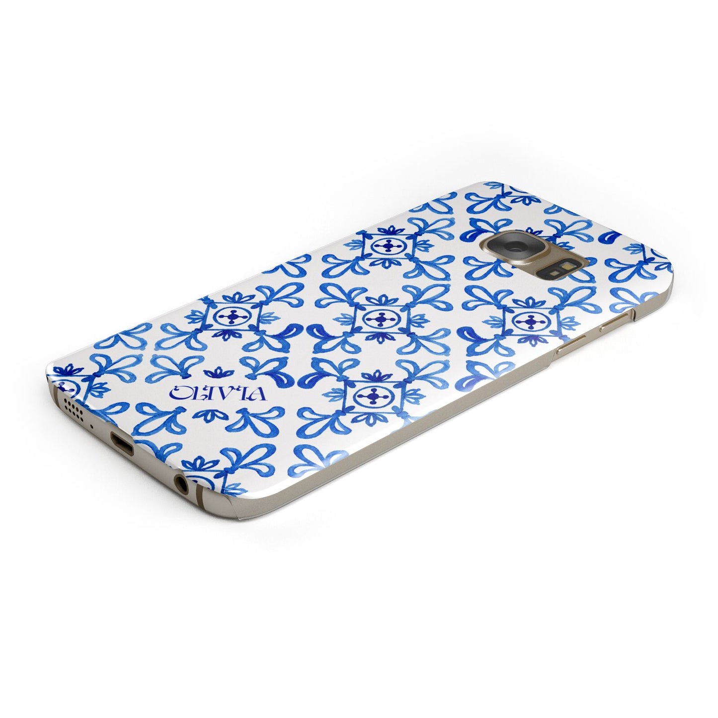 Personalised Capri Tiles Protective Samsung Galaxy Case Angled Image