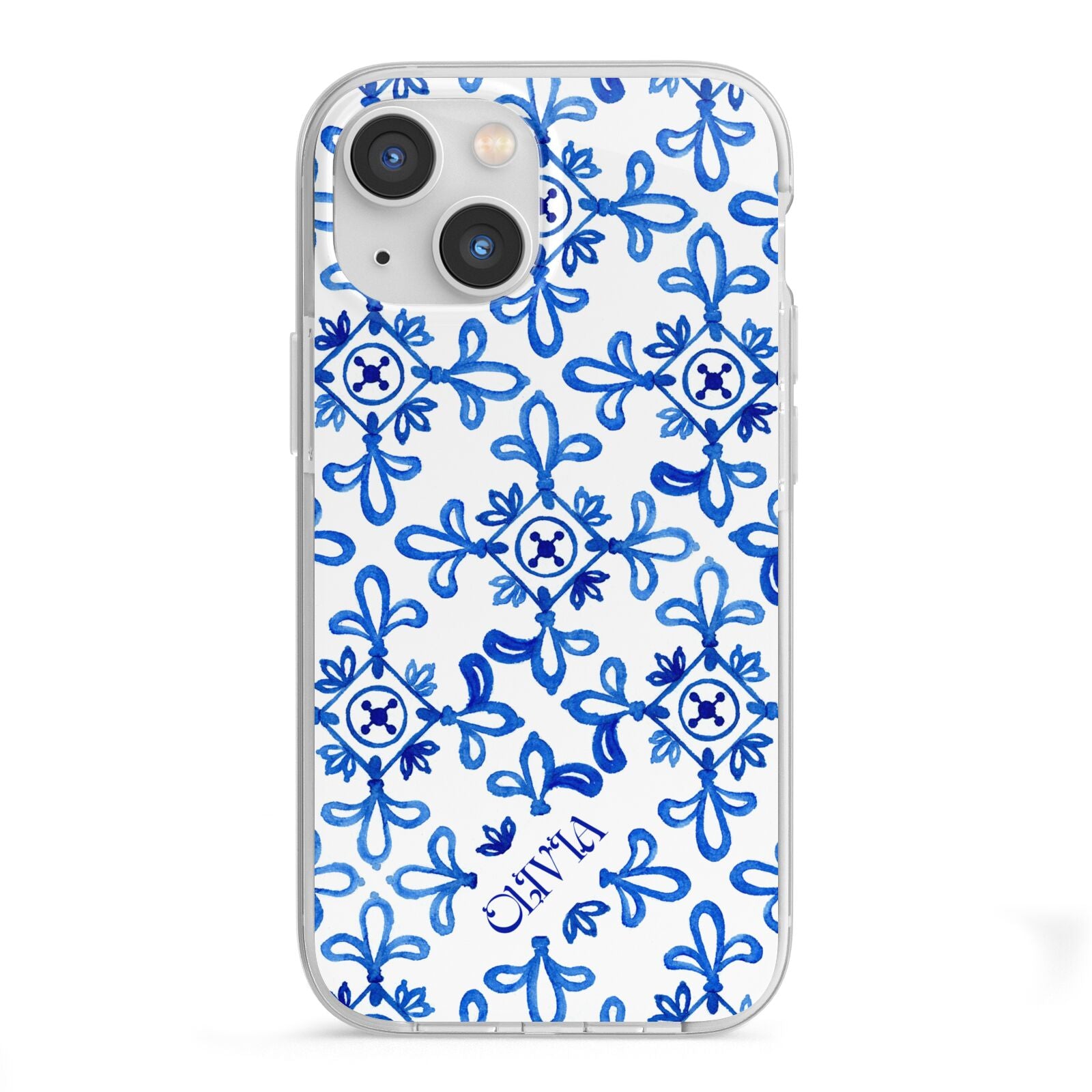 Personalised Capri Tiles iPhone 13 Mini TPU Impact Case with White Edges