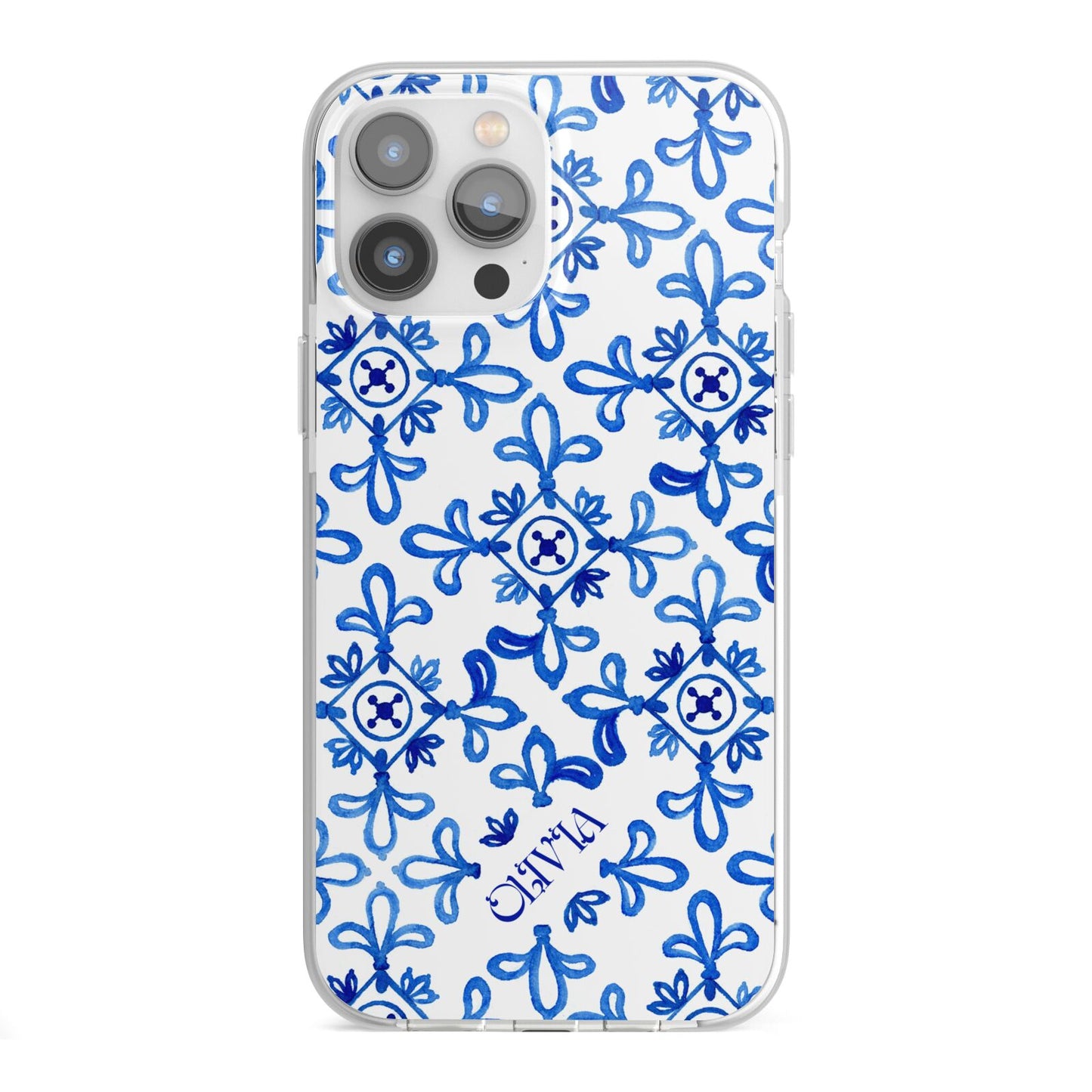Personalised Capri Tiles iPhone 13 Pro Max TPU Impact Case with White Edges