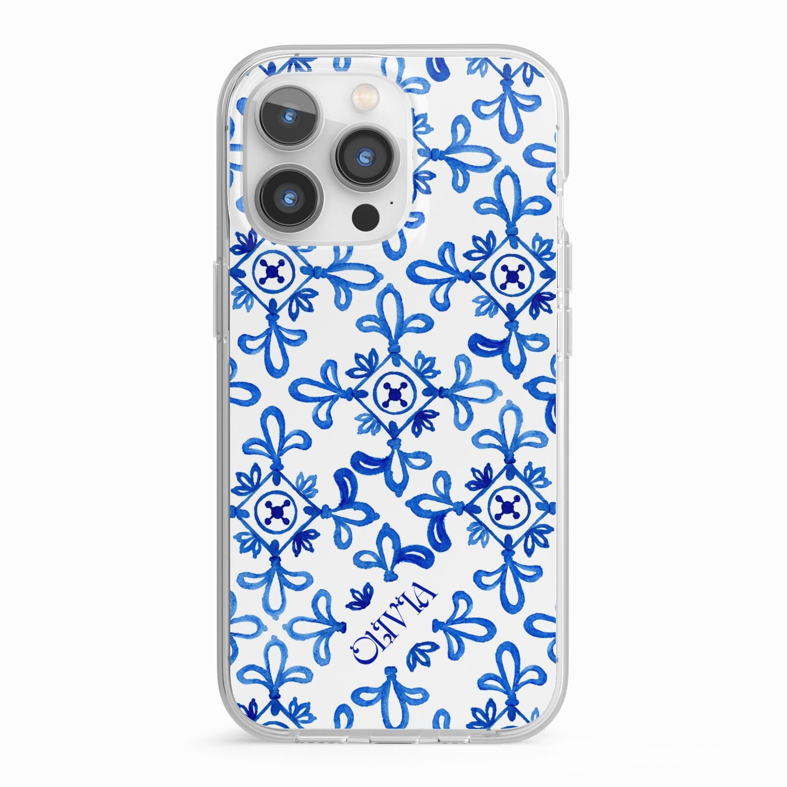 Personalised Capri Tiles iPhone 13 Pro TPU Impact Case with White Edges