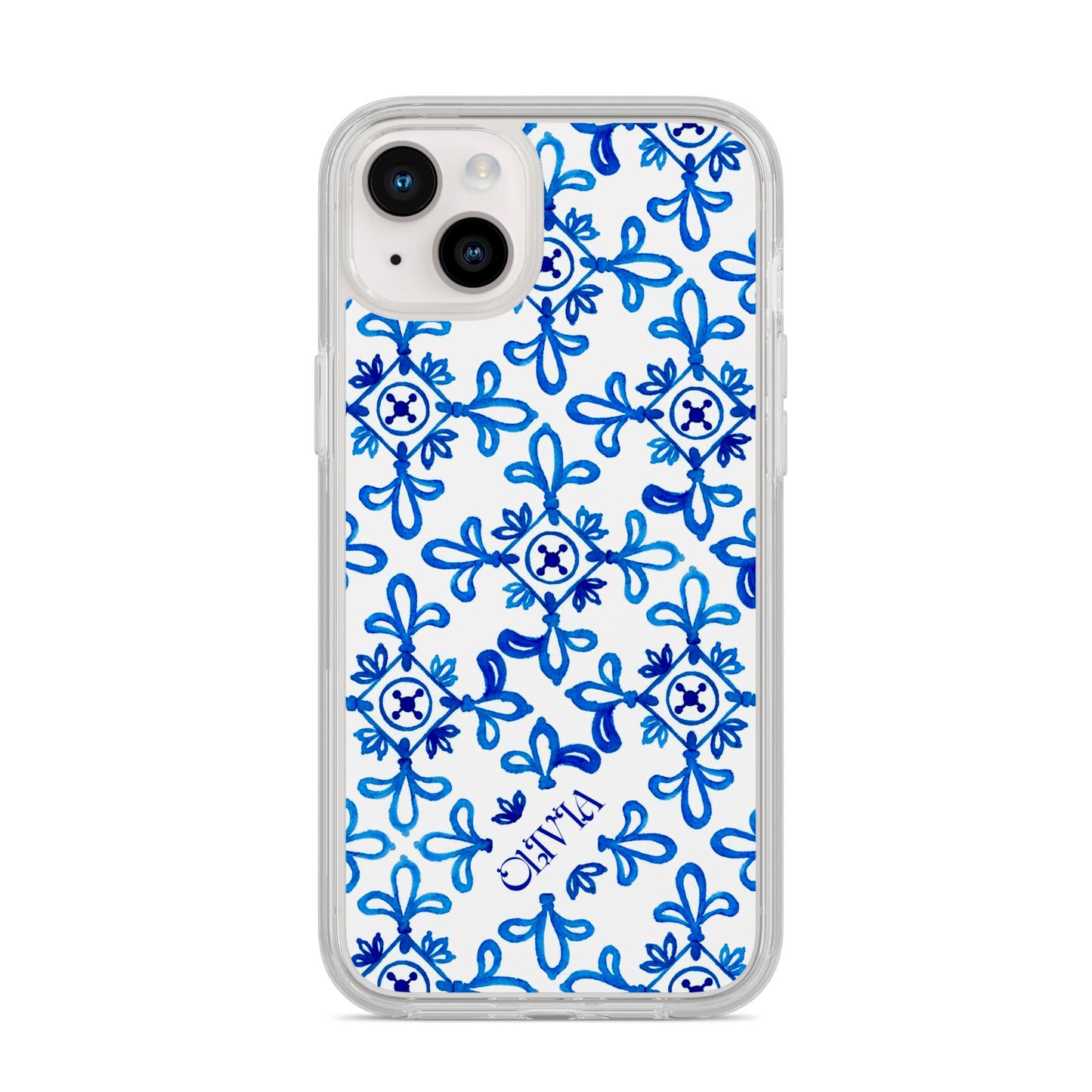 Personalised Capri Tiles iPhone 14 Plus Clear Tough Case Starlight