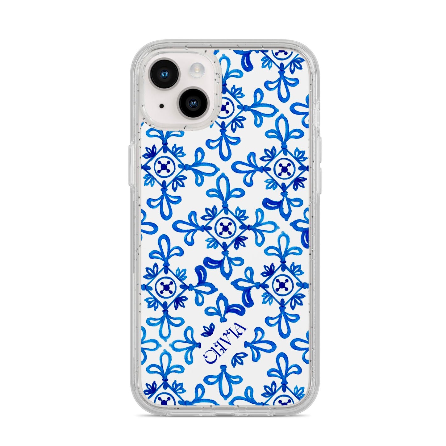 Personalised Capri Tiles iPhone 14 Plus Glitter Tough Case Starlight
