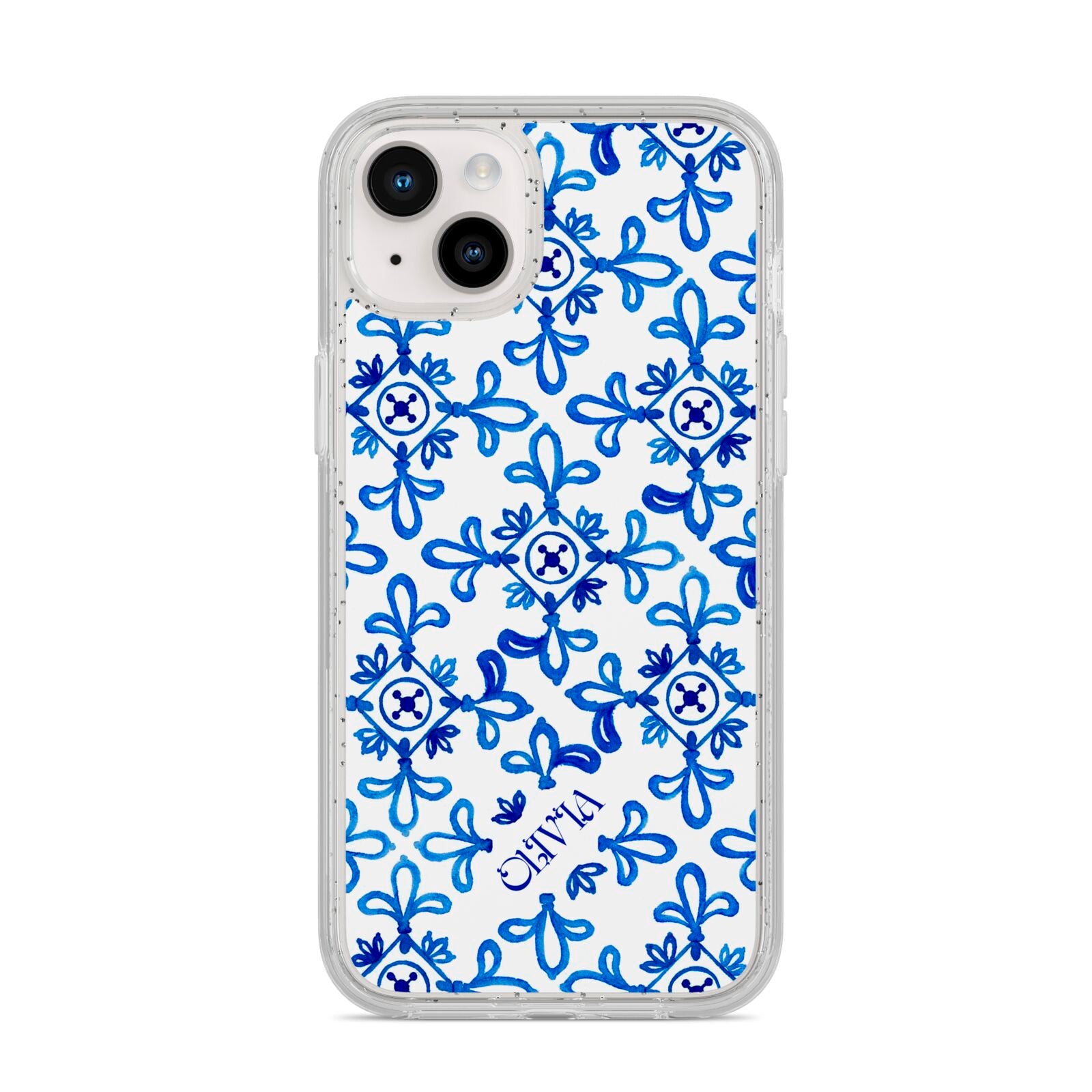 Personalised Capri Tiles iPhone 14 Plus Glitter Tough Case Starlight