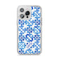 Personalised Capri Tiles iPhone 14 Pro Max Glitter Tough Case Silver