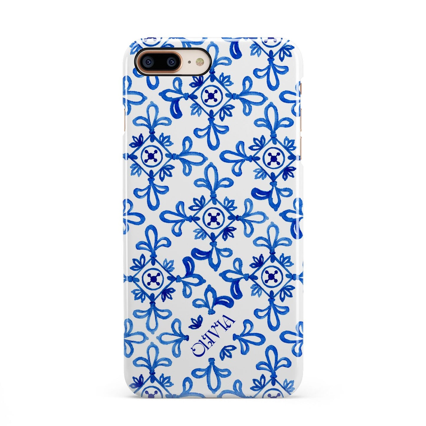 Personalised Capri Tiles iPhone 8 Plus 3D Snap Case on Gold Phone