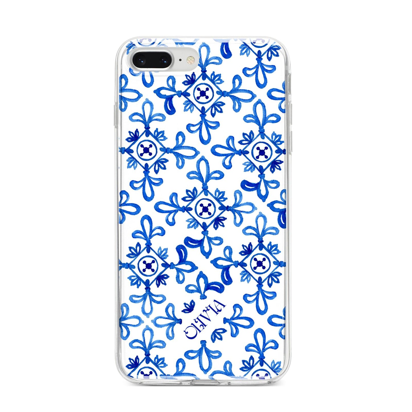 Personalised Capri Tiles iPhone 8 Plus Bumper Case on Silver iPhone