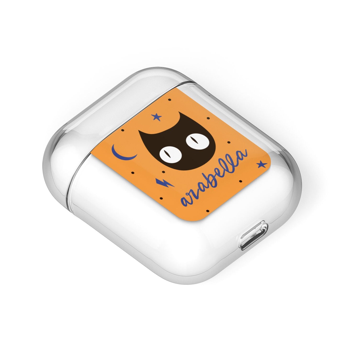 Personalised Cat Halloween AirPods Case Laid Flat