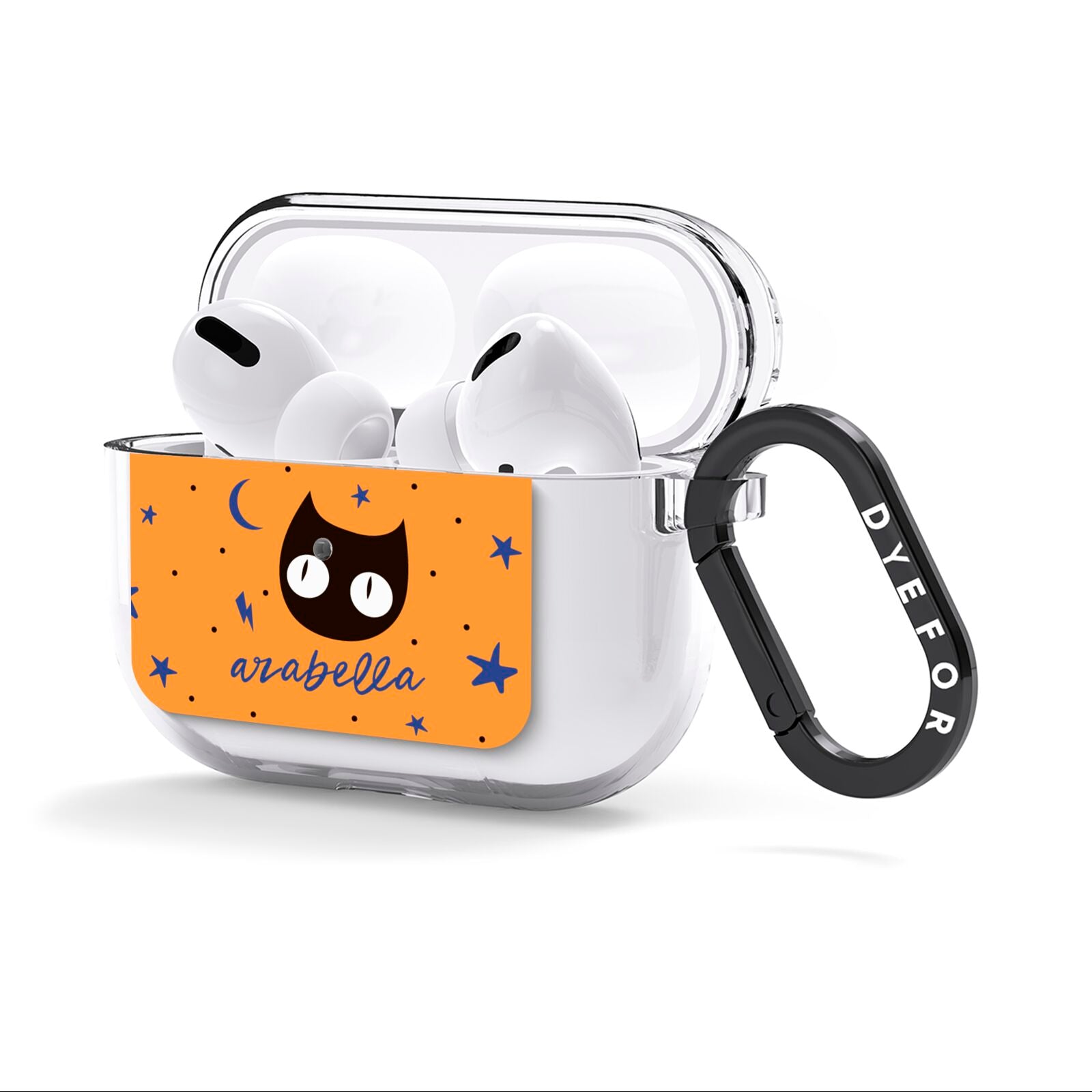 Personalised Cat Halloween AirPods Clear Case 3rd Gen Side Image