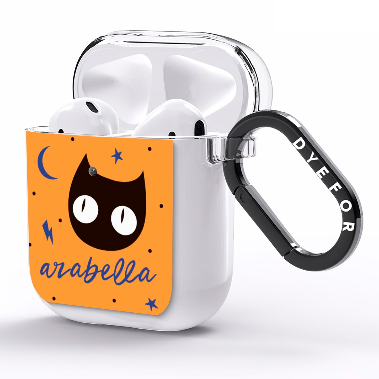 Personalised Cat Halloween AirPods Clear Case Side Image