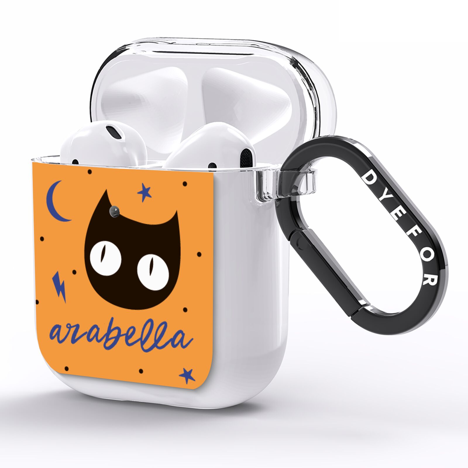 Personalised Cat Halloween AirPods Clear Case Side Image