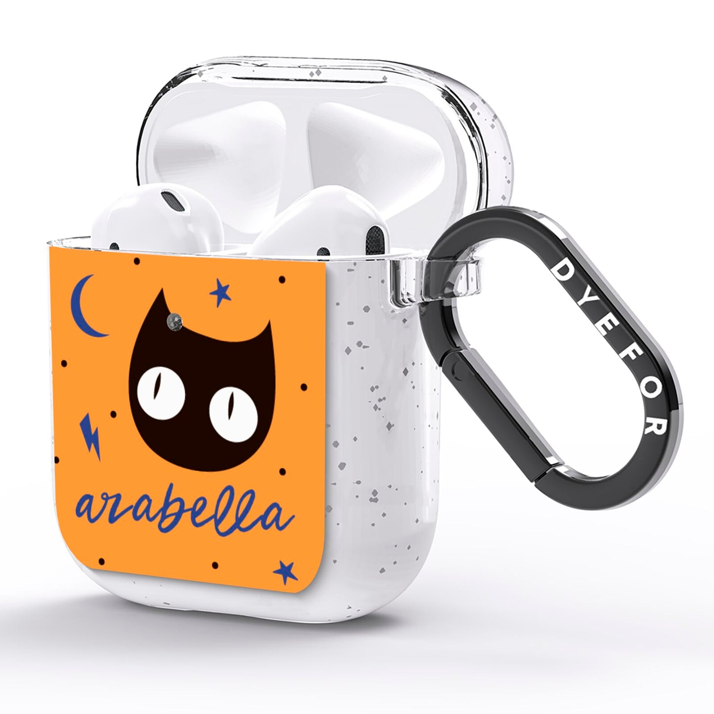 Personalised Cat Halloween AirPods Glitter Case Side Image