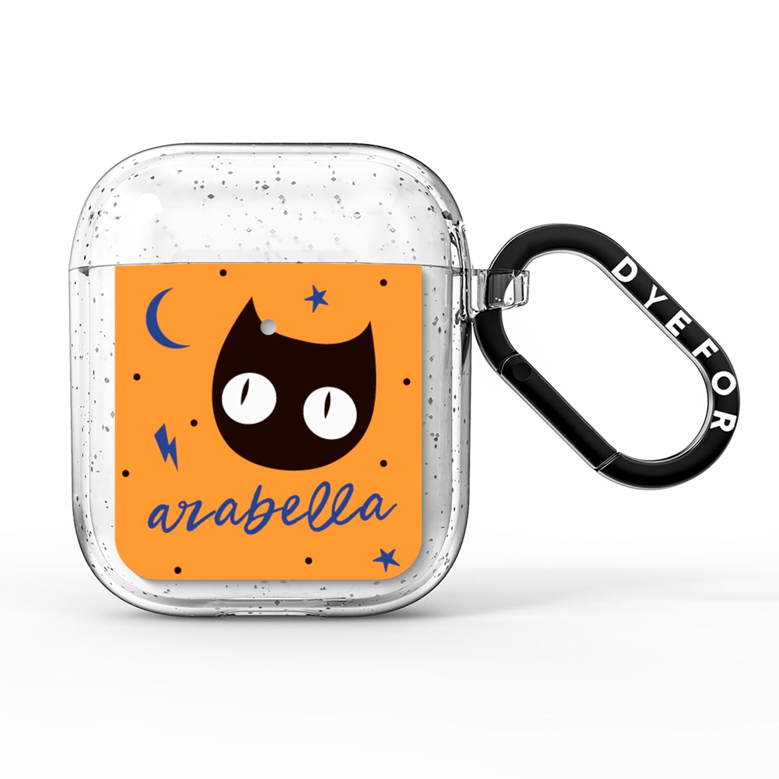 Personalised Cat Halloween AirPods Glitter Case