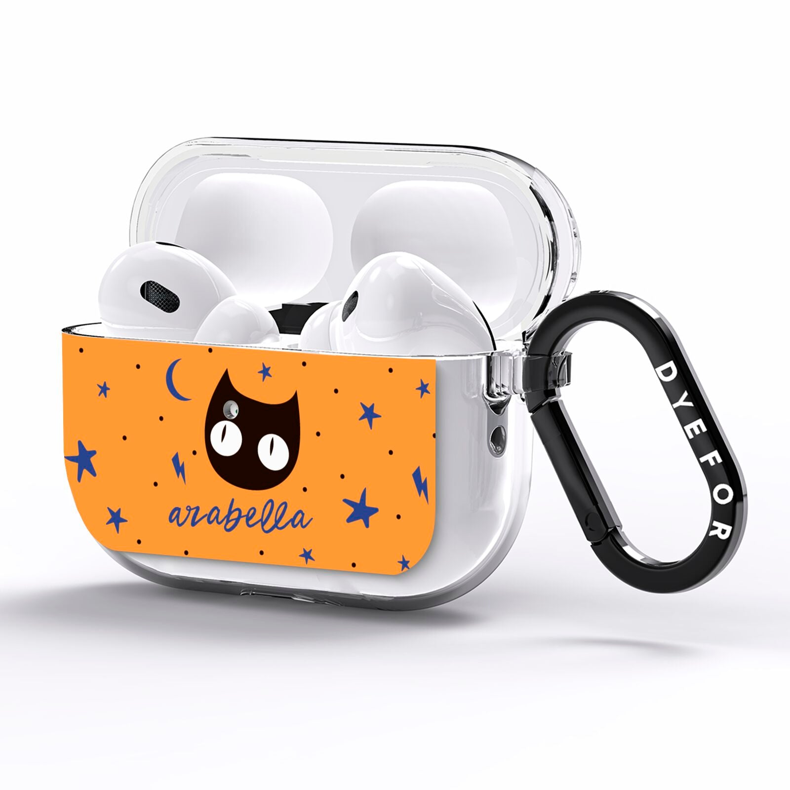 Personalised Cat Halloween AirPods Pro Clear Case Side Image