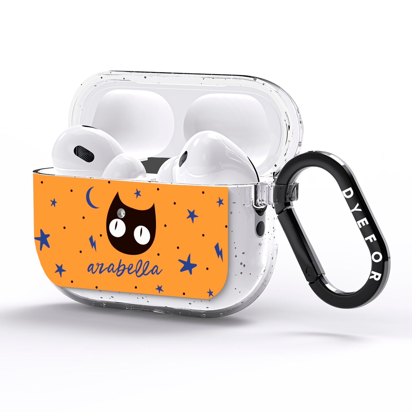 Personalised Cat Halloween AirPods Pro Glitter Case Side Image