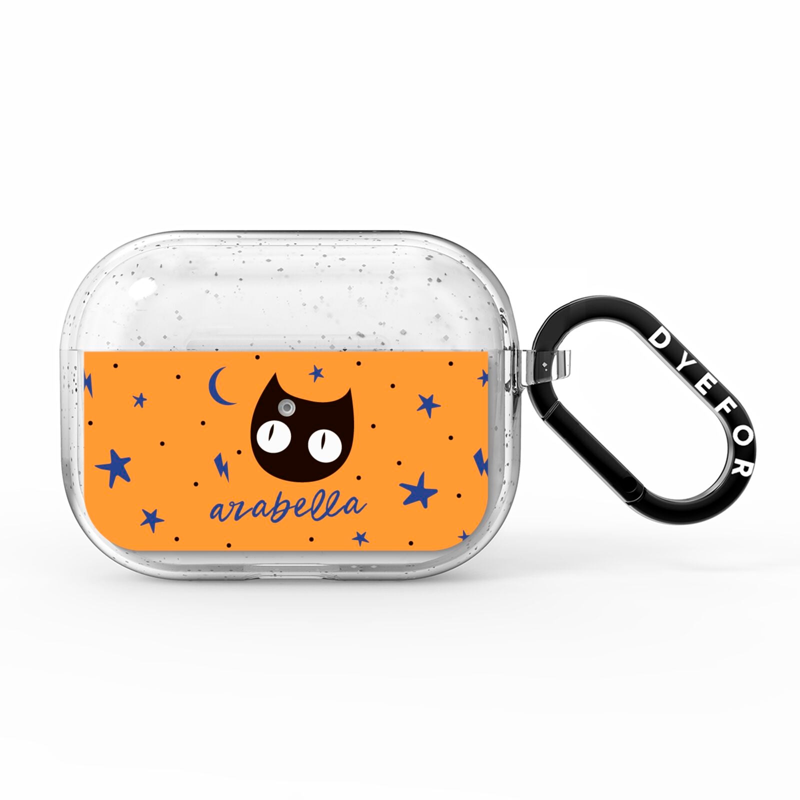 Personalised Cat Halloween AirPods Pro Glitter Case