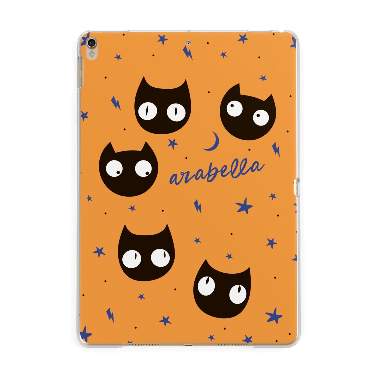 Personalised Cat Halloween Apple iPad Gold Case