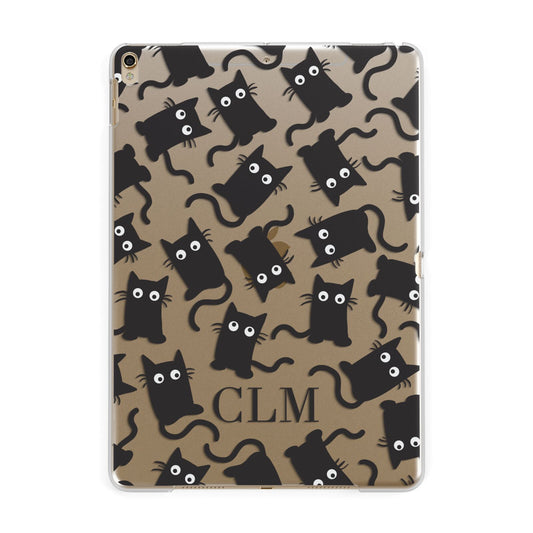 Personalised Cat Initials Clear Apple iPad Gold Case