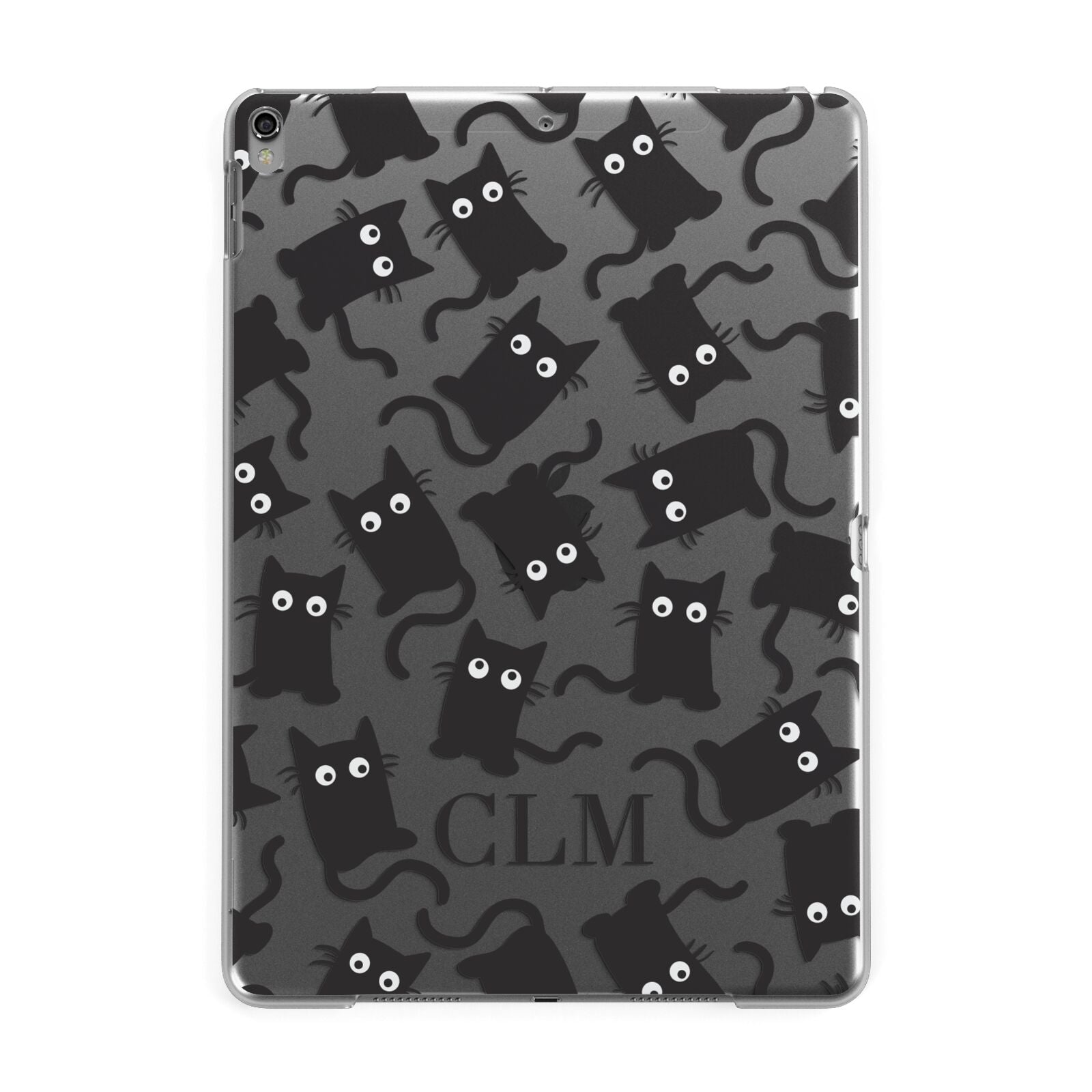 Personalised Cat Initials Clear Apple iPad Grey Case