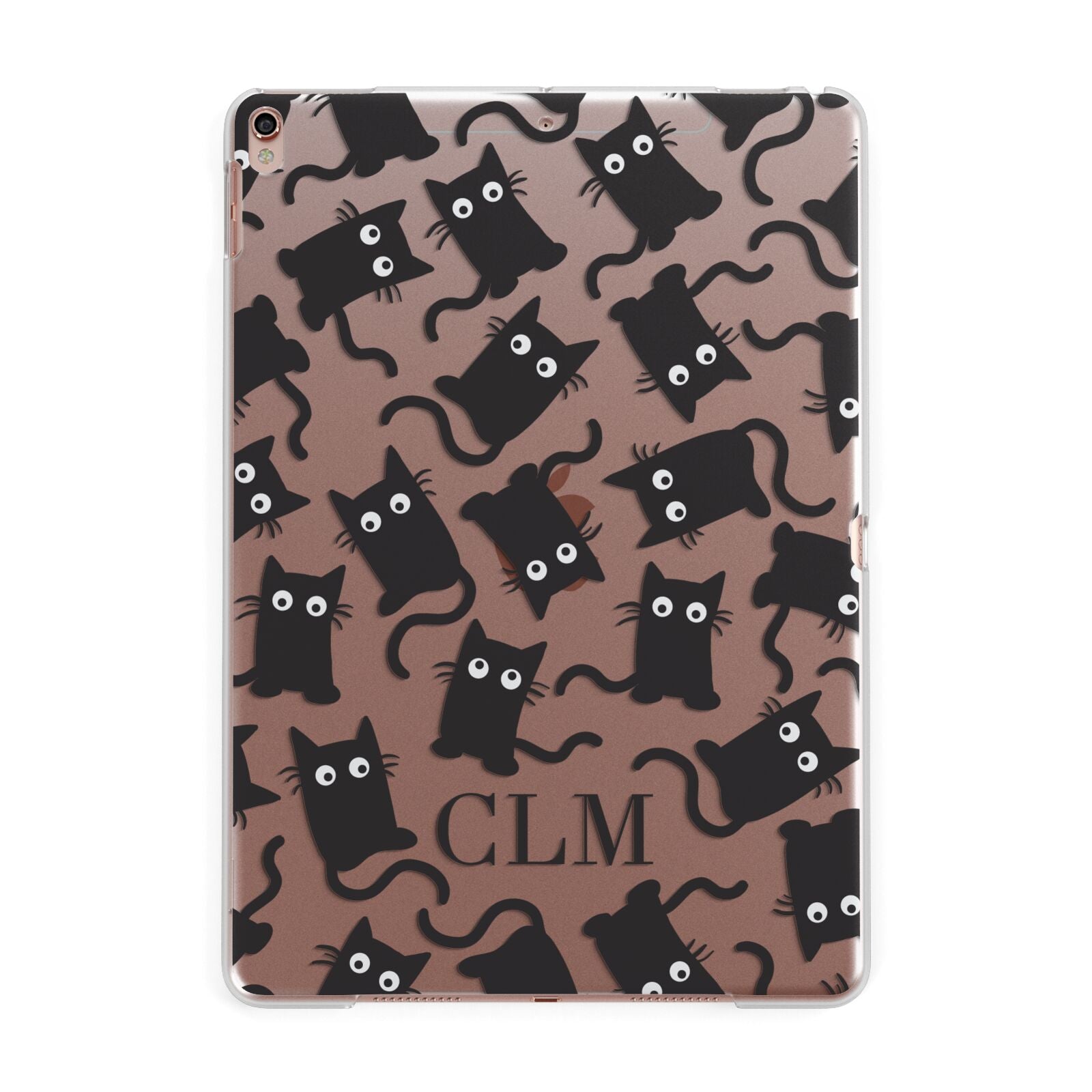 Personalised Cat Initials Clear Apple iPad Rose Gold Case