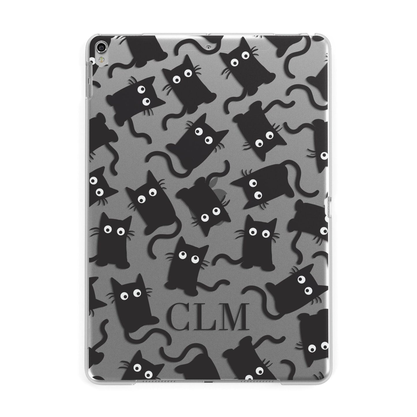 Personalised Cat Initials Clear Apple iPad Silver Case