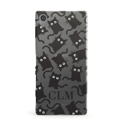 Personalised Cat Initials Clear Sony Xperia Case