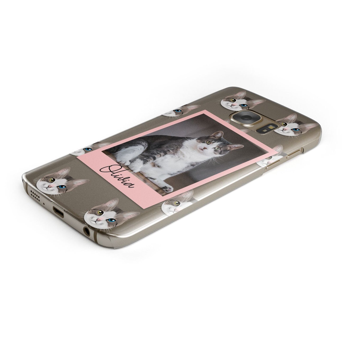 Personalised Cat Photo Protective Samsung Galaxy Case Angled Image