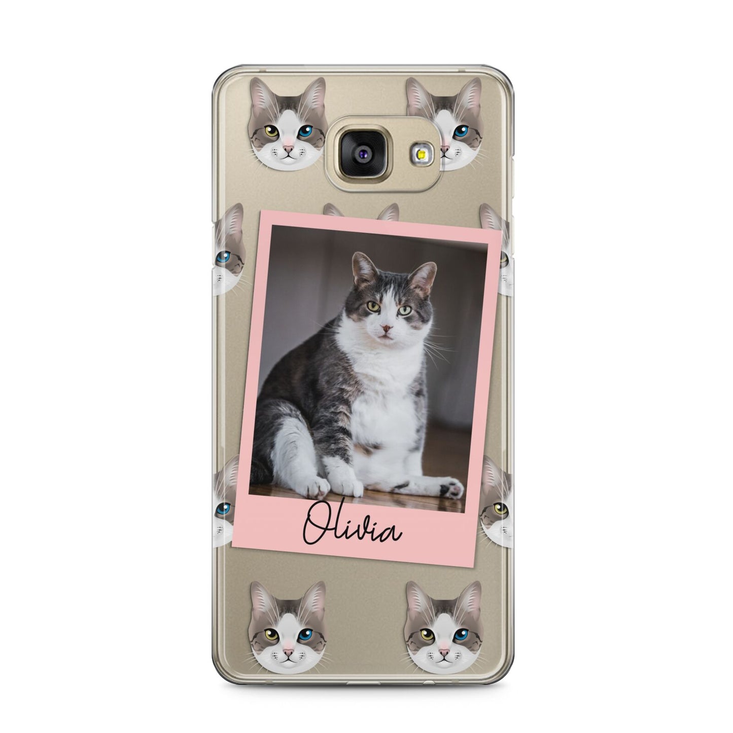 Personalised Cat Photo Samsung Galaxy A5 2016 Case on gold phone