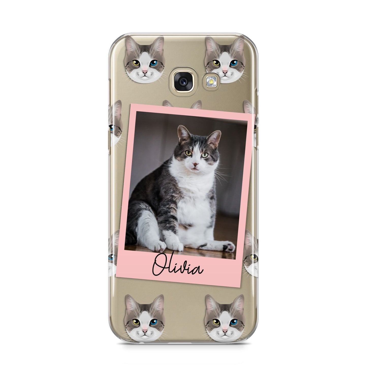 Personalised Cat Photo Samsung Galaxy A5 2017 Case on gold phone