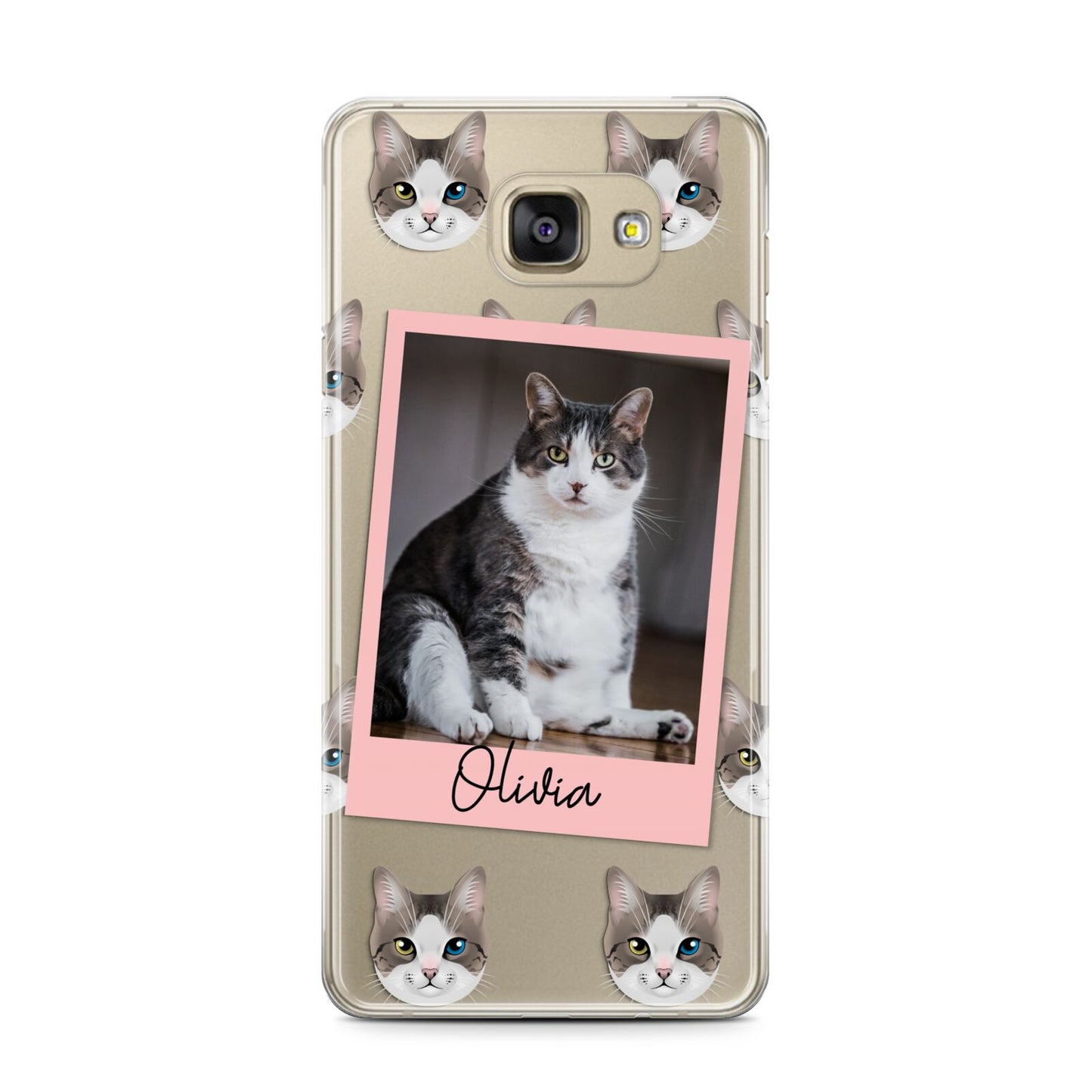 Personalised Cat Photo Samsung Galaxy A7 2016 Case on gold phone