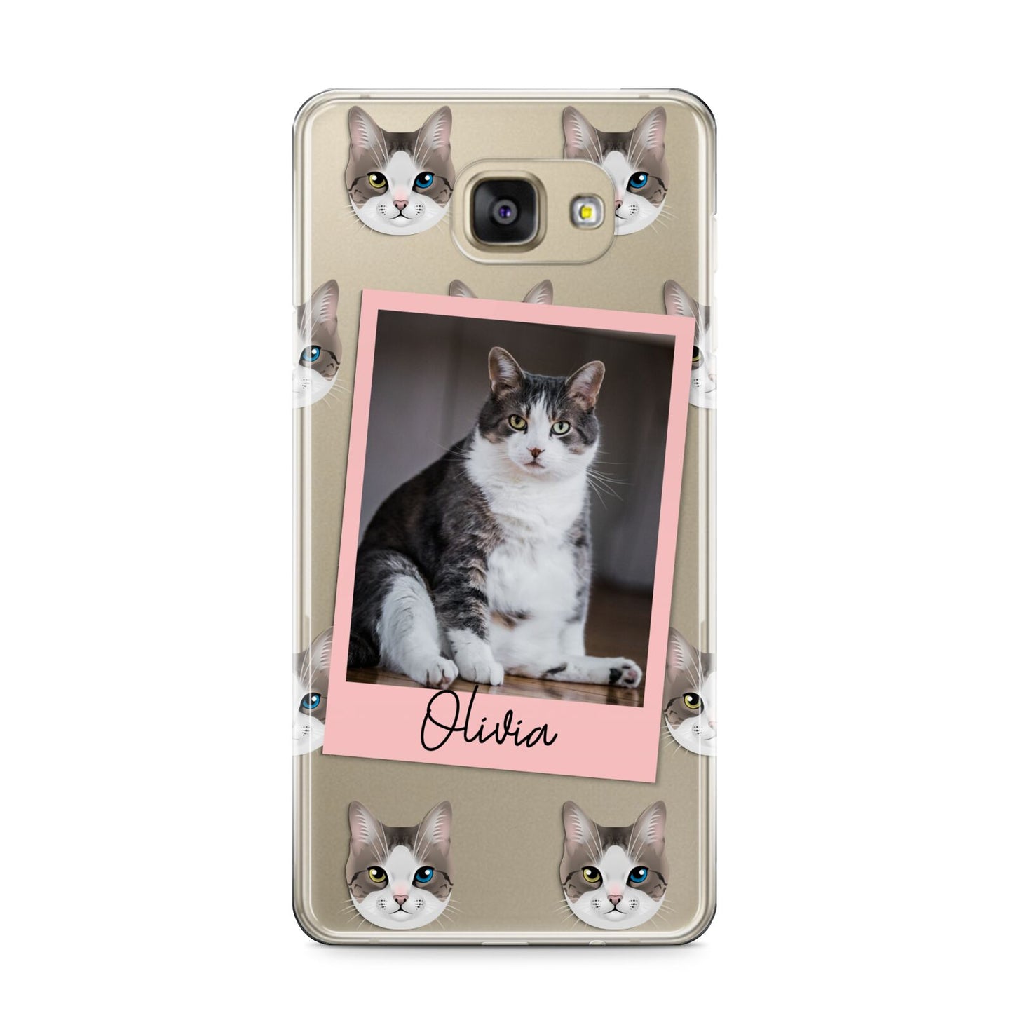 Personalised Cat Photo Samsung Galaxy A9 2016 Case on gold phone