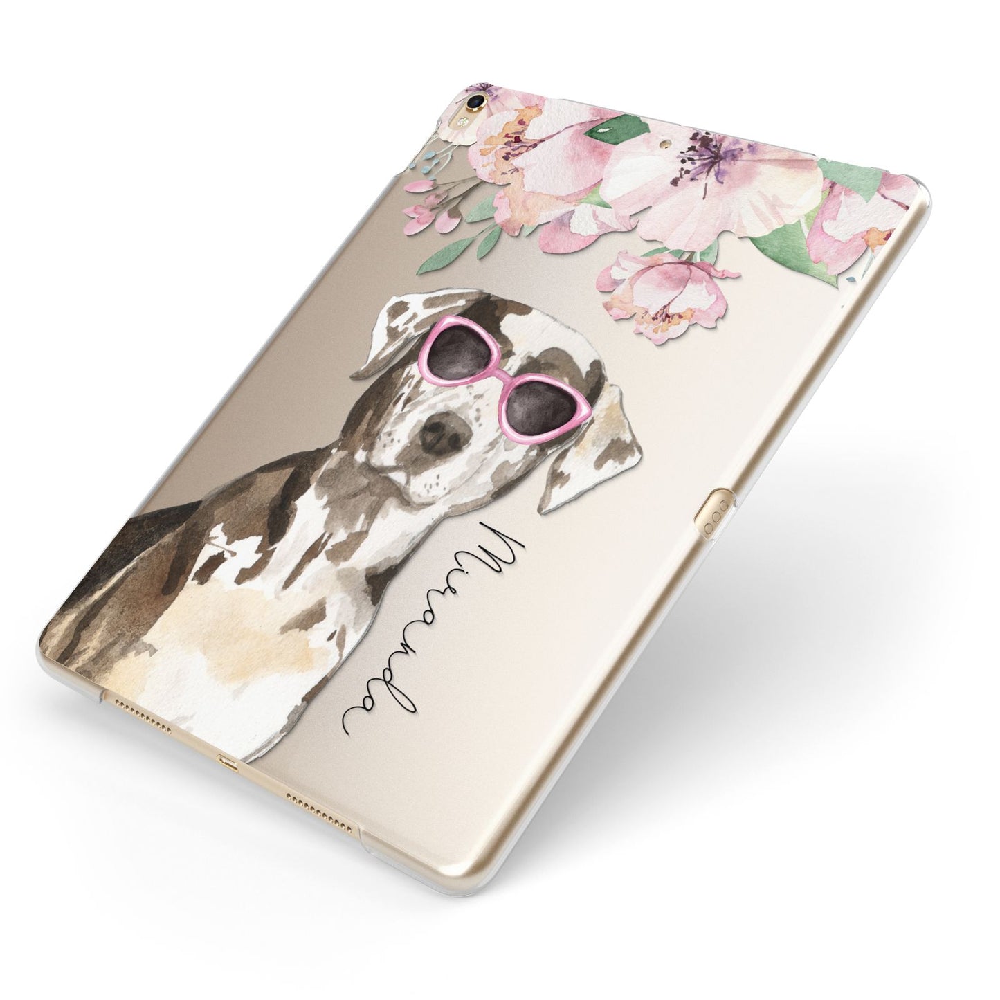 Personalised Catahoula Leopard Dog Apple iPad Case on Gold iPad Side View