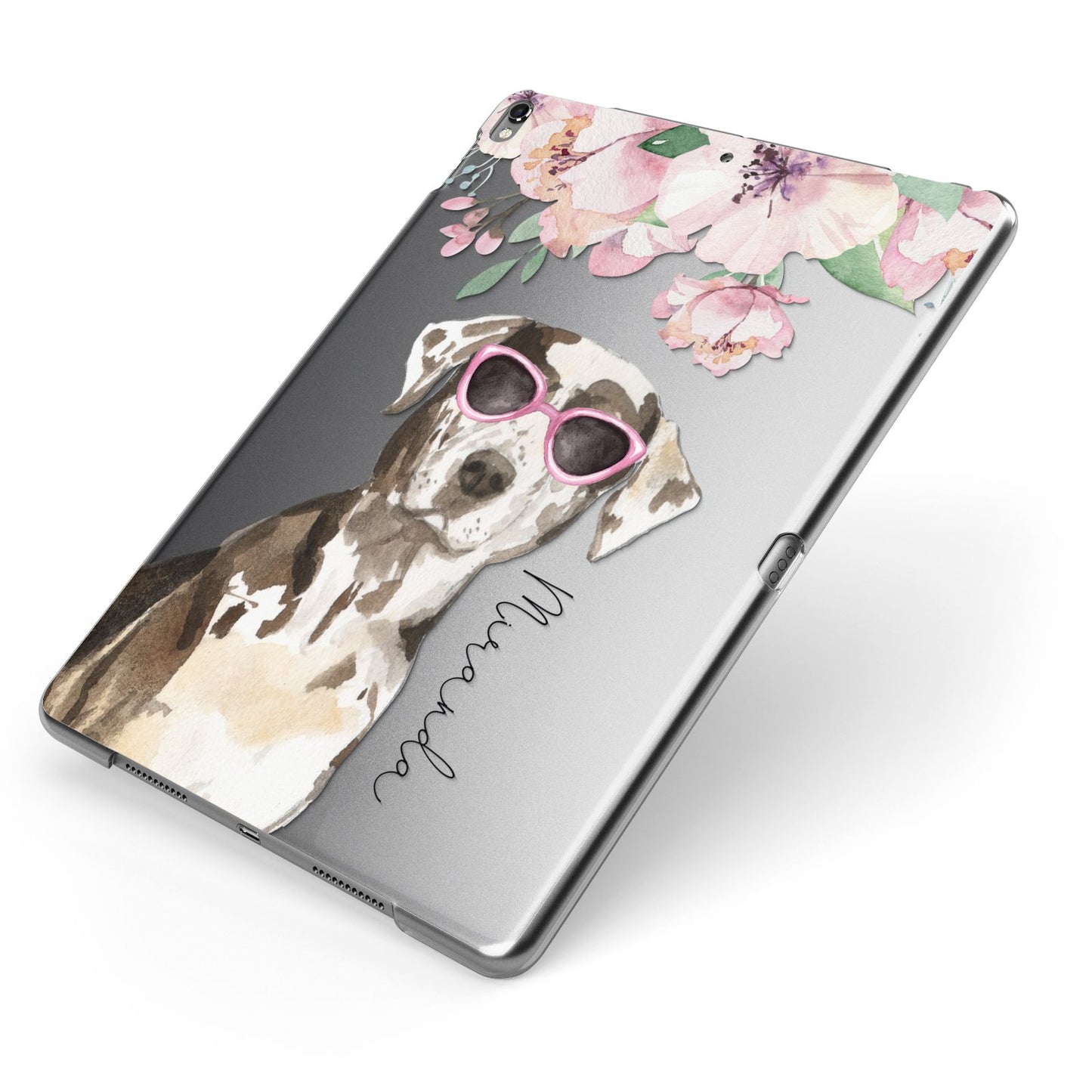 Personalised Catahoula Leopard Dog Apple iPad Case on Grey iPad Side View