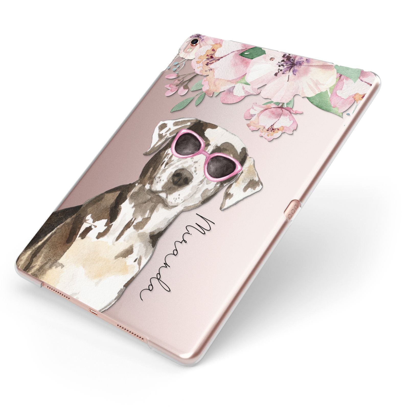 Personalised Catahoula Leopard Dog Apple iPad Case on Rose Gold iPad Side View