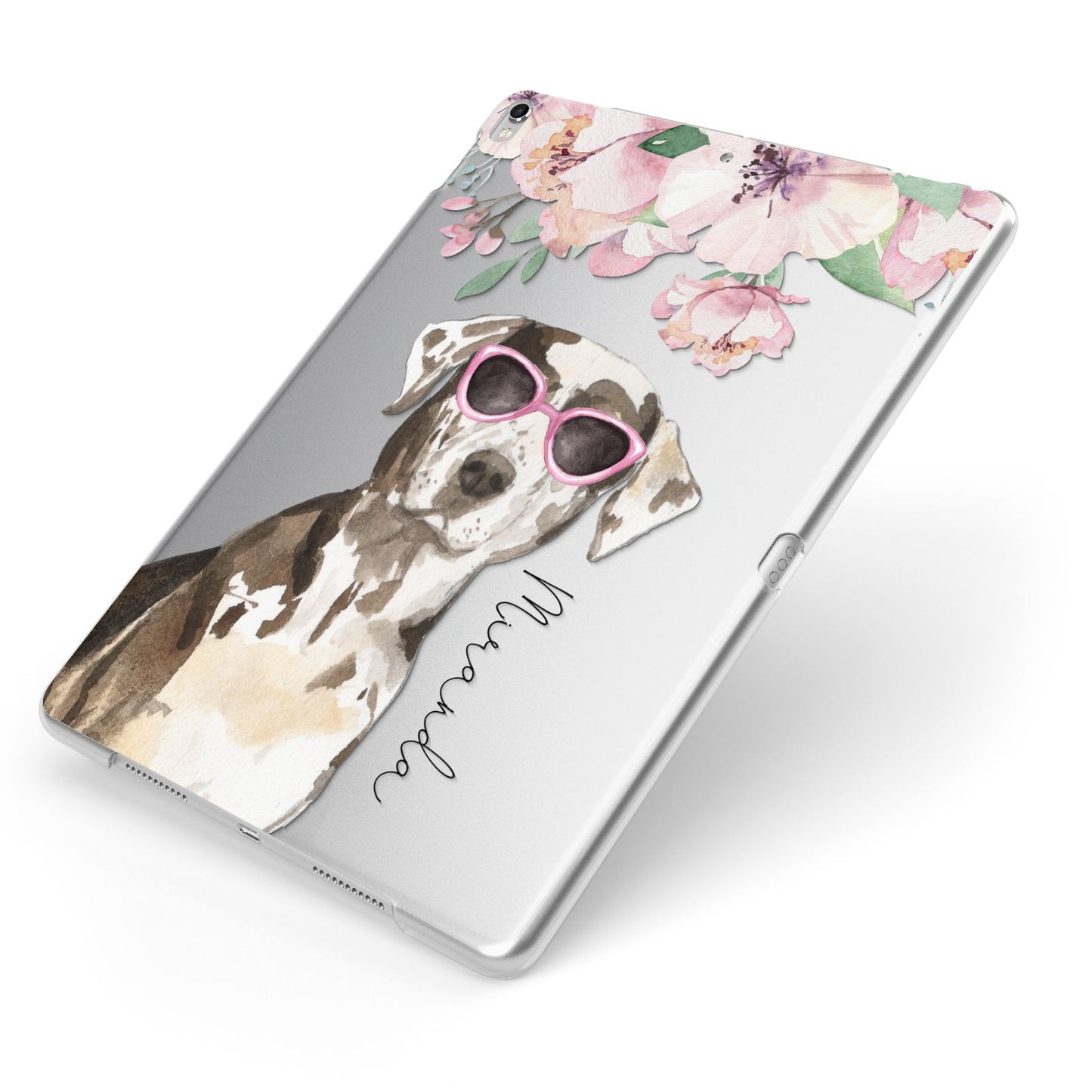 Personalised Catahoula Leopard Dog Apple iPad Case on Silver iPad Side View