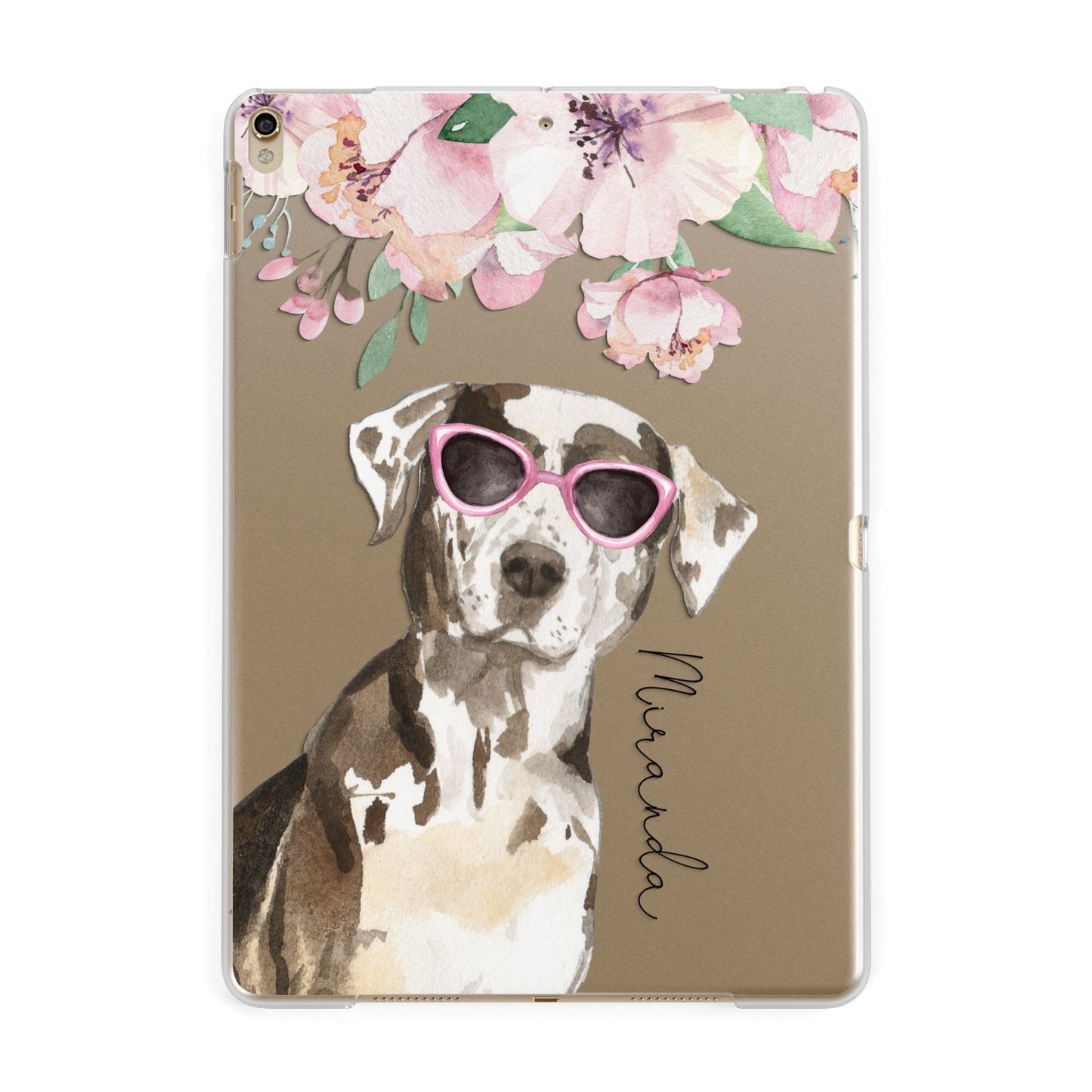 Personalised Catahoula Leopard Dog Apple iPad Gold Case