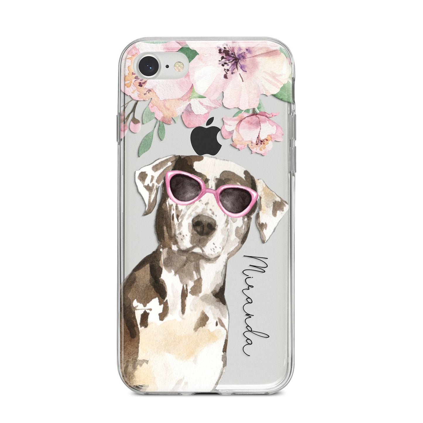 Personalised Catahoula Leopard Dog iPhone 8 Bumper Case on Silver iPhone