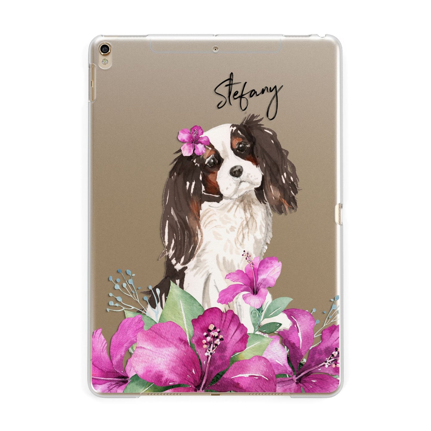 Personalised Cavalier King Charles Spaniel Apple iPad Gold Case