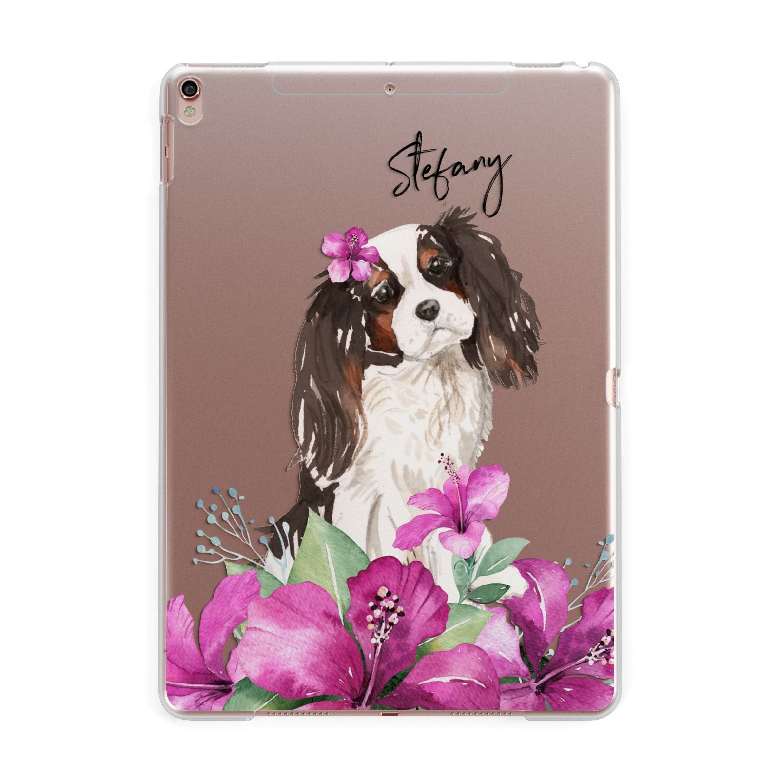 Personalised Cavalier King Charles Spaniel Apple iPad Rose Gold Case