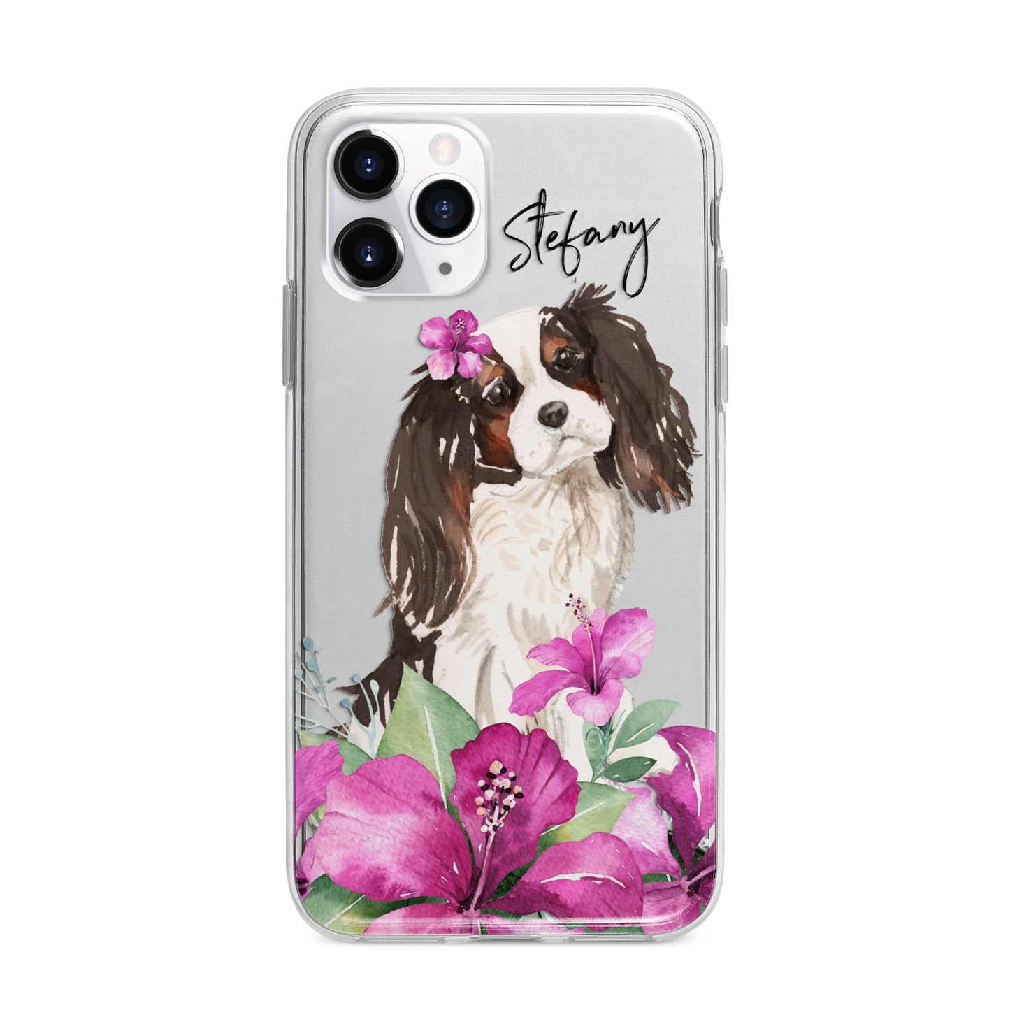 Personalised Cavalier King Charles Spaniel Apple iPhone 11 Pro in Silver with Bumper Case